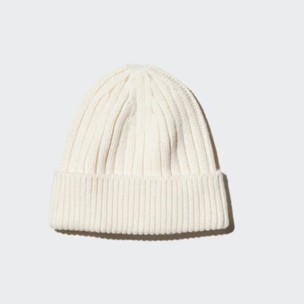 Uniqlo - HEATTECH Ribbed Beanie (Color: Off White)